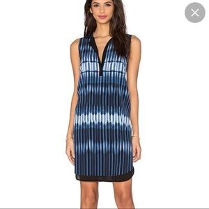 Vince Sleeveless Blue & White Tie Dye Like Print Midi Dress Size Medium